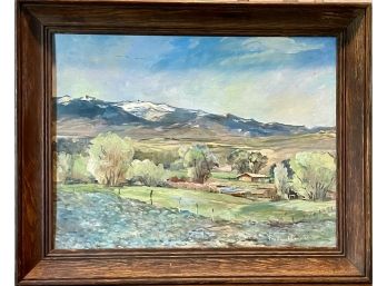Virginia Frederick Large 1965 Original Oil Painting Wyoming Landscape Artist (1914-1982)