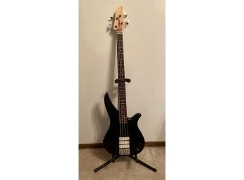 Black Yamaha Electric Bass Guitar With Stand & Soft Case