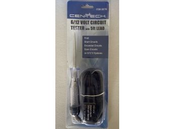 Cen-tech 6/12 Volt Circuit Tester With 5' Lead New In Box
