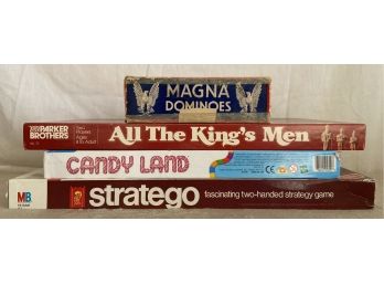 (3) Vintage Board Games Including Candy Land, Stratego, All The Kings Men Plus Magna Dominoes