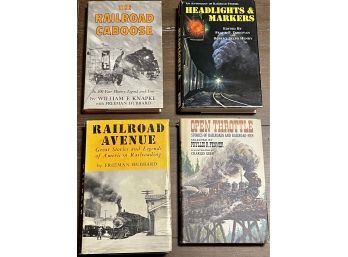 (4) Books, Railroad Avenue, Hubbard, Open Throttle, Fenner, The Railroad Caboose, Knapke, Headlights & Markers