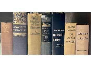 Antique Nautical Themed Books Jack London, Blake, McNeil, Wouk, McFee, 1904-1938, Down To The Sea, Derelicts