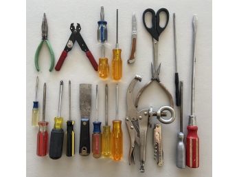 Assorted Hand Tools Including Screwdrivers, Pocket Knife, & More