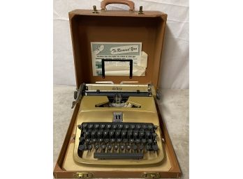 Underwood Golden Touch Portable Typewriter With Case & Original Papers