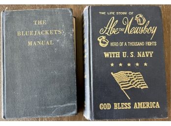 (2) Vintage Books, The BLUEJACKETS Manual 14th Edition 1950 & Signed Abe The Newsboy 1930 God Bless America