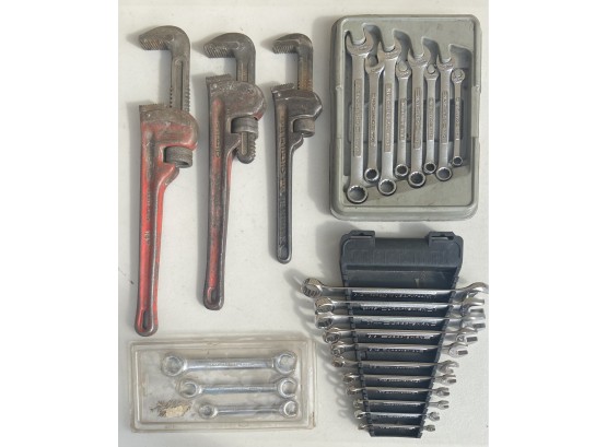 Assorted Wrenches Including (3) Ridge Tool Co Pipe Wrenches, Craftsman Sets, & More