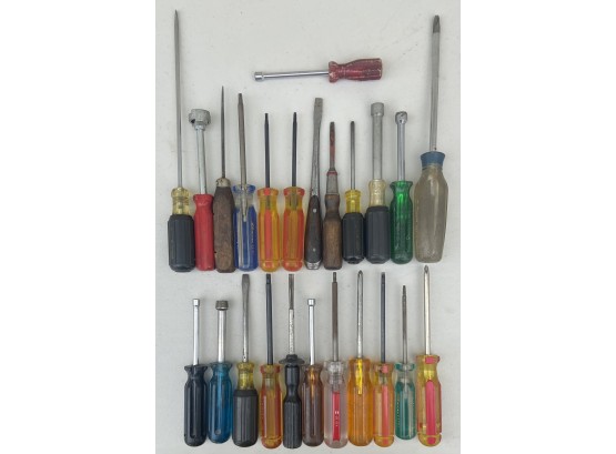 Assorted Screwdriver Lot - Philips, Flathead, Hex, & More