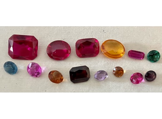 40 Carats Total Of Assorted Gemstones Flame Fusion Rubies, Amethyst, Topaz And More