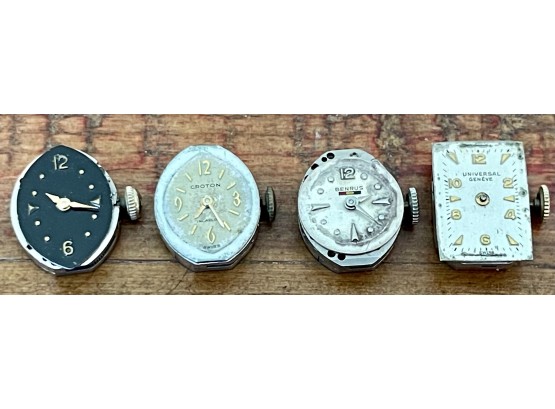 (4) Vintage Ladies Watches (1) Gruen, (1) Benrus, (1) Geneve, (1) Croton For Parts Or Repair