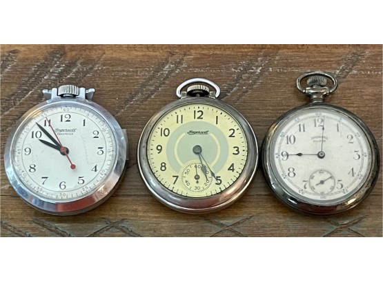 (3) Antique Ingersoll Pocket Watches, (1) Eclipse 1911 With Paperwork Back, (1) Sweepster & More