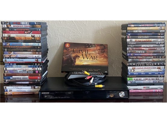 Samsung DVD-1080p7 DVD Player With Remote And Assorted DVD Collection