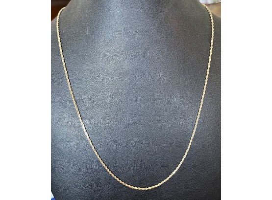 14K Gold Vintage Rope Chain Necklace Weighs 4 Grams And Measures 20' Long