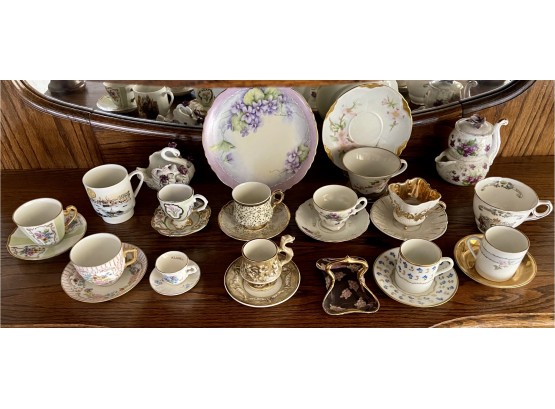 Large Collection Of Vintage Teacups, Saucers, And Plates Including Capodimonte, Lefton, Limoges, And More