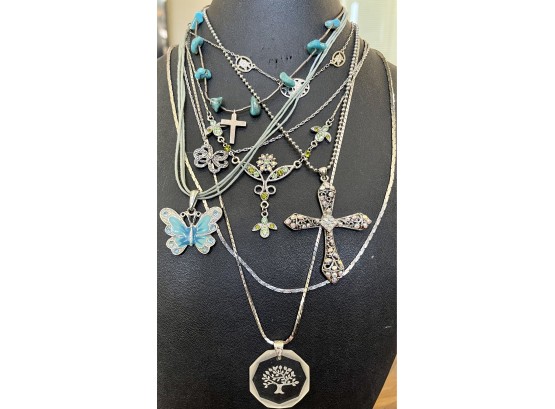 Lot Of Silver Tone Jewelry Including Turquoise, Avon Tree Of Life, Premier Designs Jewelry Lavaliere & More