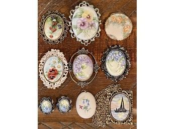 Assorted Hand Painted Porcelain Pendants, Necklaces & Earrings