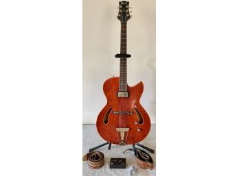 Cort Jim Triggs Series Hollow Body Electric Guitar Serial #8031870, MOP Inlay, Korg GT-60X Turner, Straps