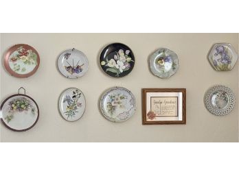Collection Of Hand Painted Hanging Plates Includes Hangers