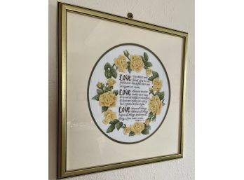 'love Is Patient' Cross Stitch In Frame