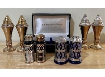 Collection Of Vintage Salt And Pepper Shakers (1) Set Sterling Silver - Silver Plate By Rogers Silver Company