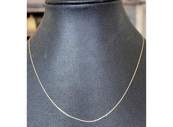 14K Gold Dainty Flat Chain Necklace Weighs .8 Grams And Is 14.5' Long