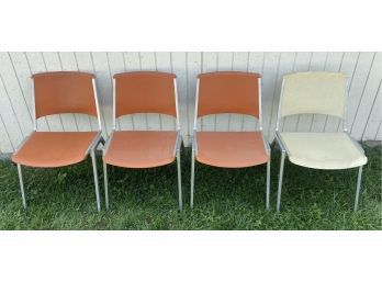 (4) Vintage Steel Case Metal/plastic Stacking Chairs