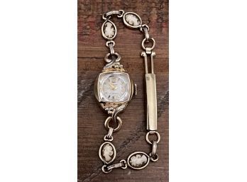 Ladies Waltham 17 Jewel Ladies Watch With An Van Dell Cameo 1/20th 12k GF Watch Band