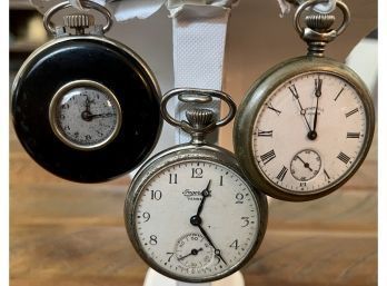 (3) Ingersol Vintage Pocket Watches, Ben Junior, Ben Yankee & Cord Pocket Watches
