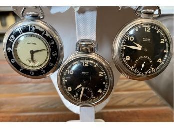 (3) Vintage Pocket Watches,  (2) Westclox Pocket Ben And (1) Sentinel E Ingraham Co Bristol Conn