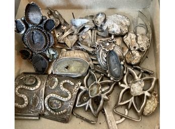 Lot Of Sterling Silver Scrap 142.2 Grams For Melt Or Repurpose Stones Have Been Removed