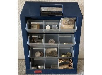 Plastic Rubbermaid Organizer With Assorted Watch Accessories