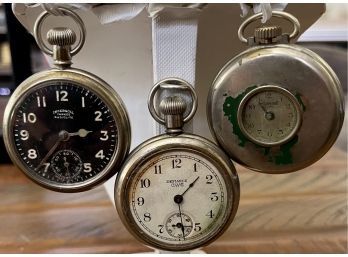 (3) Vintage Ingersol Pocket Watches, A Cord, Defiance W 1911, And A Yankee Radiolite