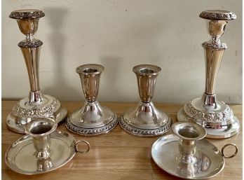 Collection Of Sterling Silver And Silver Plate Candle Holders - Duchin Sterling Silver