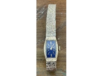Vintage Ladies Blue Face 14K Gold Filled Omega Watch With 10K Gold Filled Band