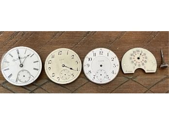 Antique Pocket Watches, Elgin 4128147, Elgin 26263975, Illinois & Hebdomas Enamel Watch Face For Repair