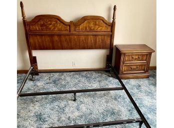 Vaughan Furniture Company Mid-century Queen Size Bed With Headboard And Night Stand