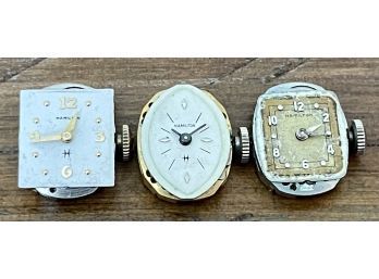 (3) Vintage Hamilton Ladies Watches For Repair Or Parts