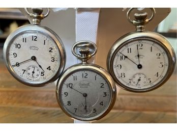 (3) Antique Ingersoll Eclipse Pocket Watches, (2) 1911 & (1) 1930