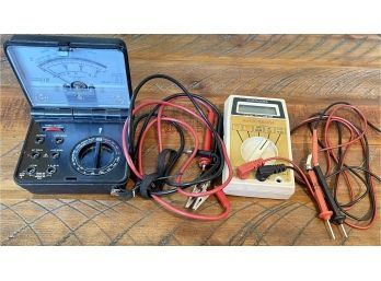 MICRONTA 22-211 2 Jewels Analog Multi Tester Multimeter Ohms Volts Case W Leads & Micronta Auto Range W Leads