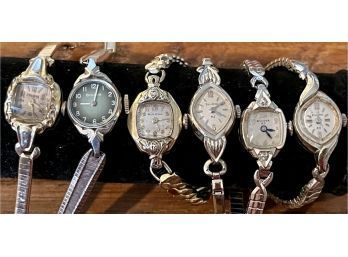 Collection Of 6 Vintage Bulova Ladies 10K GF Wrist Watches