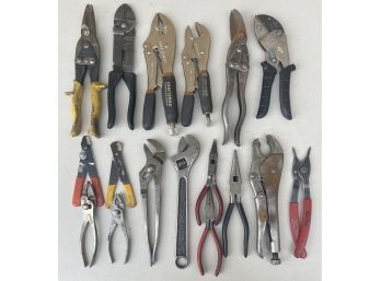 Assorted Hand Tool Lot - Locking Pliers, Tongue & Groove, Needle Nose, Adjustable, Wire Stripper, & More