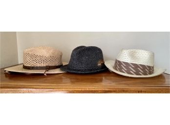 Stenson Straw Hat, Dorfman Straw Hat, And Fedora