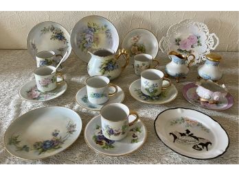 Large Collection Of Hand-painted China Including Cups, Saucers, Cream, And More