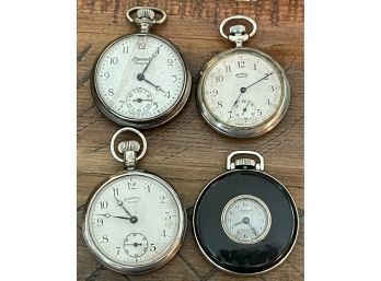 (4) Ingersol Vintage Pocket Watches Including (2) Yankee, (1) Cord & (1) Junior Pocket Watch