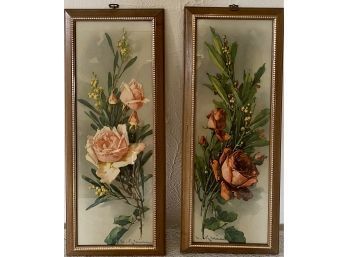 Two Vintage Mid Century Modern Rose Prints