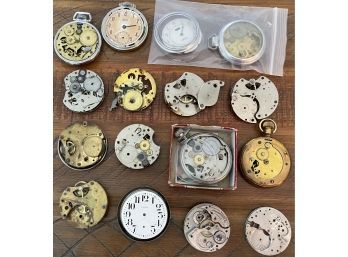 Collection Of Pocket Watch Partially Finished Watches For Repair, Hamilton 323649 & Elgin 27801518