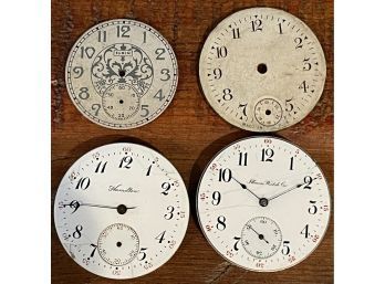 (2) Vintage Pocket Watches Hamilton & Illinois Watch Co (without Cases) And Two Watch Faces, (1) Elgin