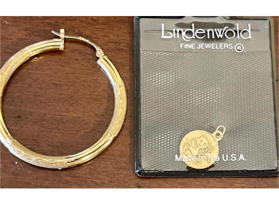 Scrap 14K Gold (1) Earring And (1) Small Bear Charm, Total Weight 1.53 Grams