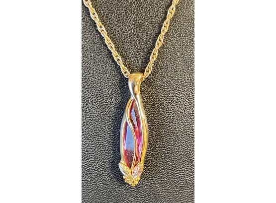 10K Yellow Gold & Synthetic Pink Sapphire Landstrom's Black Hills Gold Pendant, 5.77Ct, 3.52 Grams Gold