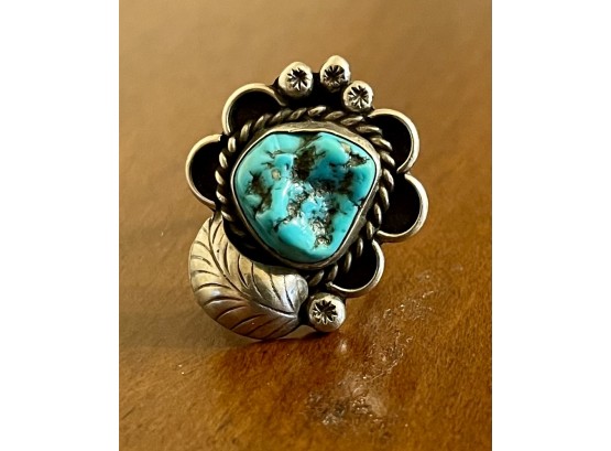 Navajo Sterling Silver & Turquoise Ring Size 6.5