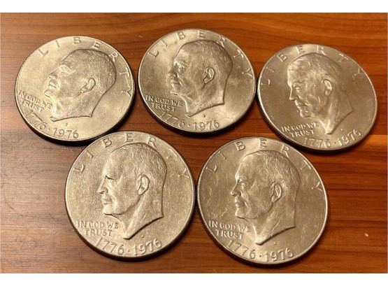 (5) Eisenhower Silver Dollars Coins Bicentennial 1779 - 1976
